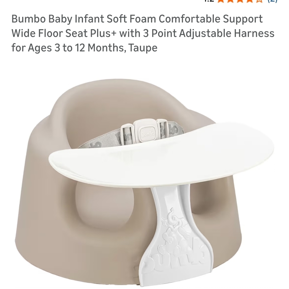 Bumbo Infant Soft Foam Floor Seat Plus with Tray - Taupe